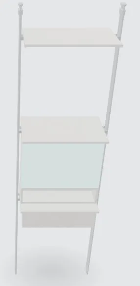 두 기둥 사이에 거울 화장대와 상부 선반을 배치한 실제 3D 프로그램 화면
